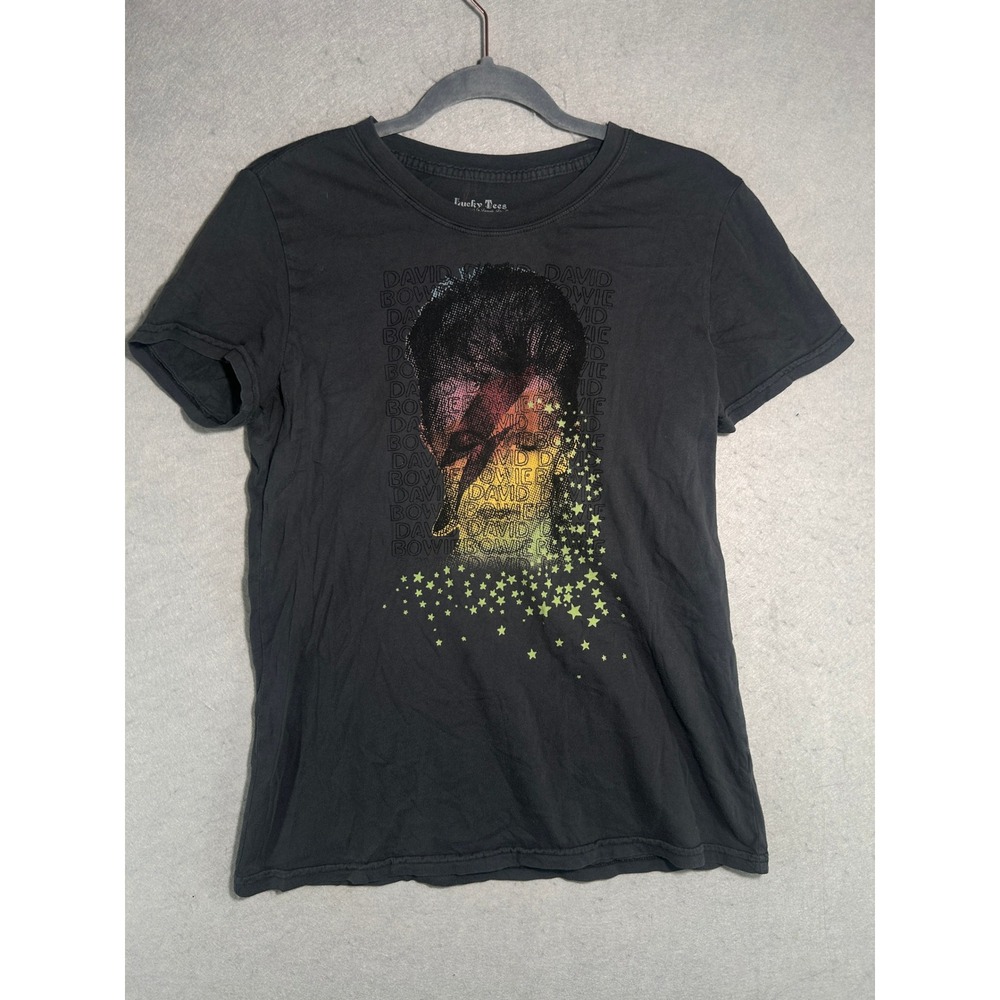 Lucky Brand Black Tee with Multicolor Starburst Face Graphic